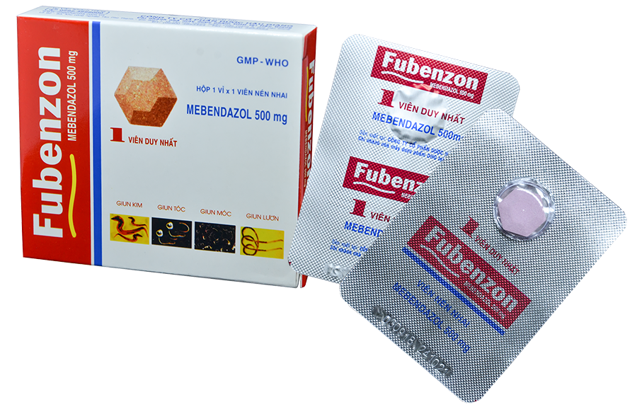 Thuốc điều trị giun sán Fubenzon hộp 1 viên nén nhai