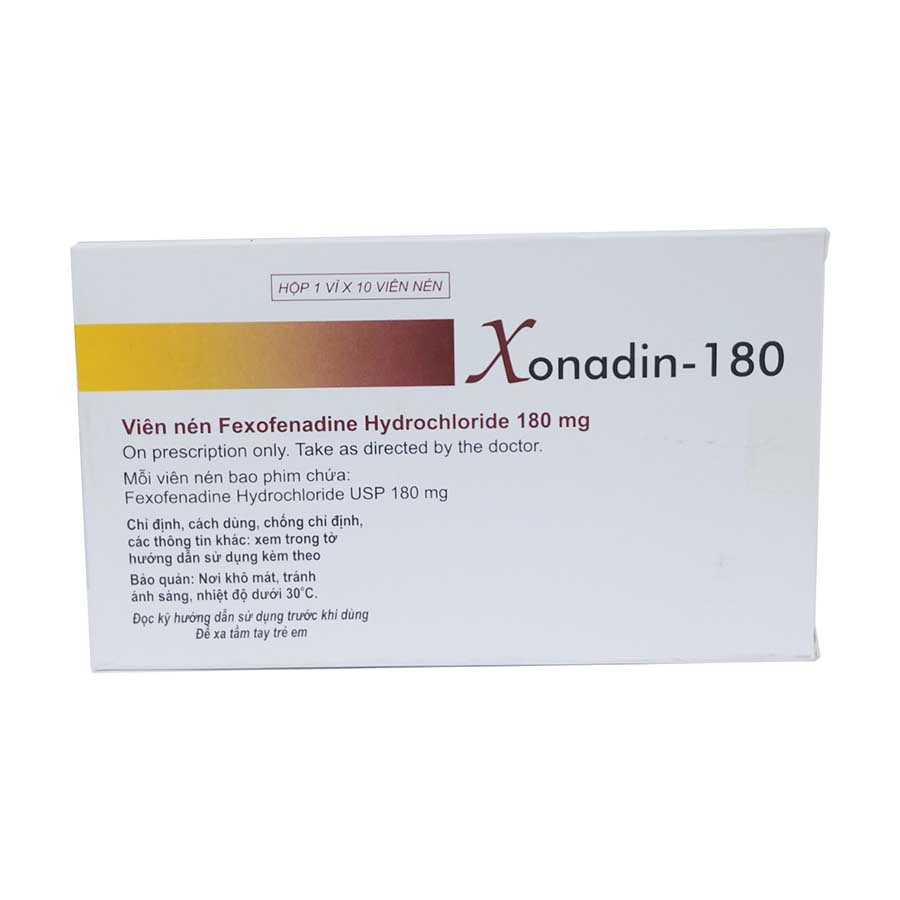 Thuốc Xonadin 180 Mg – Điều Vị Viêm Mũi Dị Ứng, Mề Đay