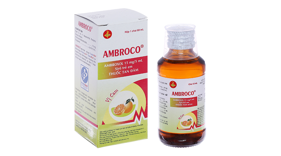 Siro Ambroco 15mg/5ml hỗ trợ tan đàm trong bệnh lý hô hấp chai 60ml