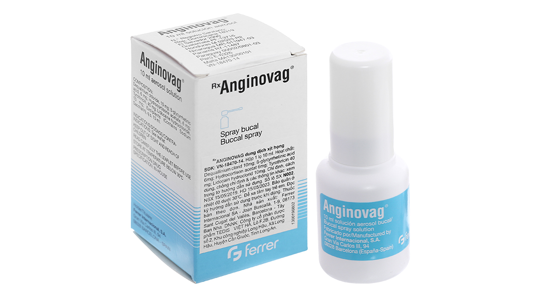 Dung dịch xịt họng Anginovag trị viêm hầu họng, viêm amidan chai 10ml