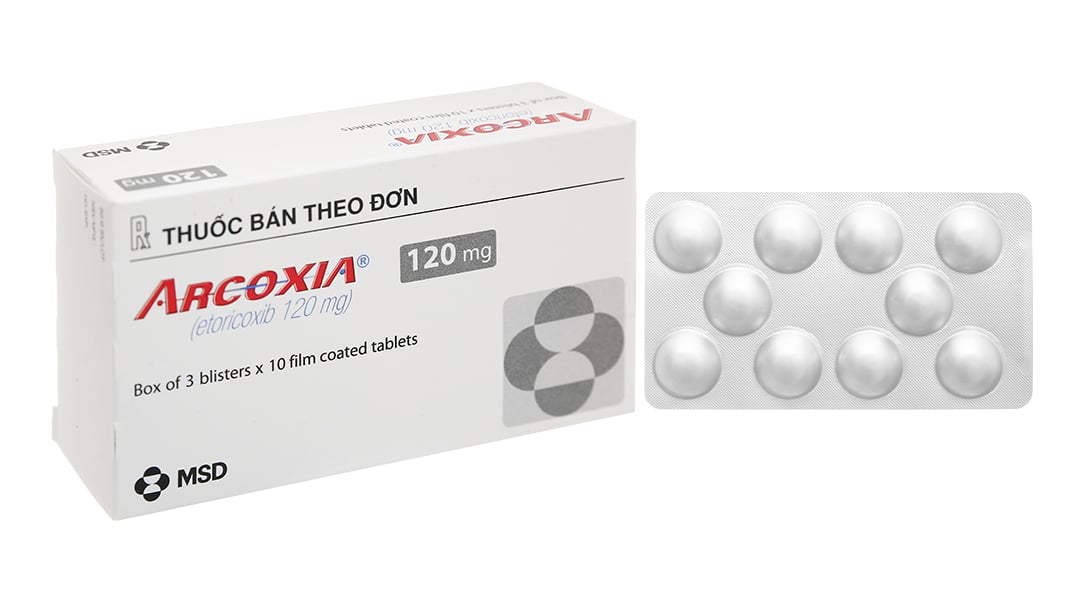 Arcoxia 120mg trị thoái hóa khớp, viêm khớp dạng thấp (3 vỉ x 10 viên)