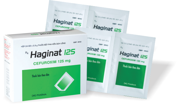 Cốm pha hỗn dịch uống Haginat 125 trị nhiễm khuẩn (24 gói x 3.5g)