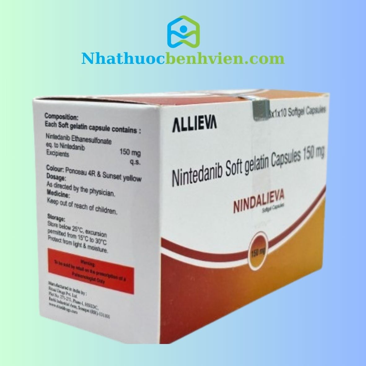 Thuốc Nindalieva Nintedanib 150mg - Điều trị xơ phổi