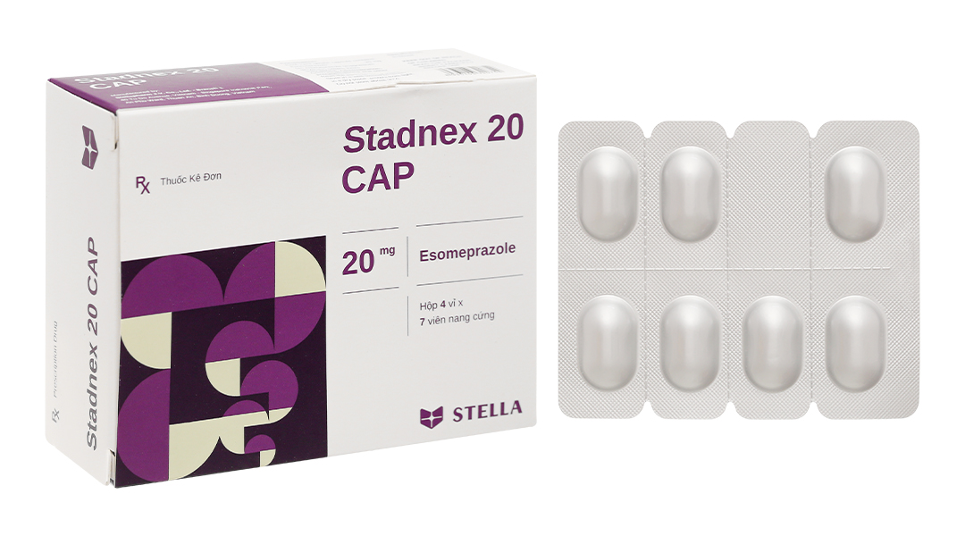 Stadnex 20 Cap trị trào ngược dạ dày, thực quản (4 vỉ x 7 viên)