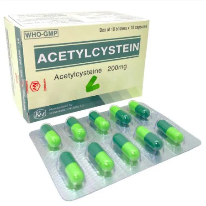 Acetylcystein 200mg Khapharco - Thuốc tiêu nhầy viên nén 100v hiệu quả điều trị bệnh nhầy nhớt và viêm phế quản