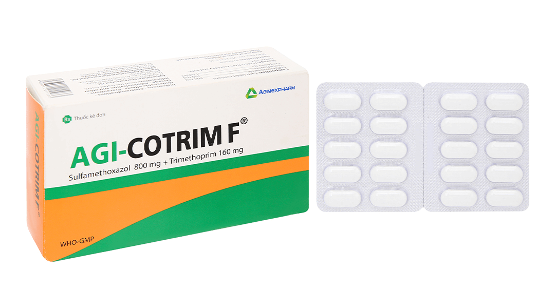 Agi-Cotrim F - Hộp 10 vỉ x 10 viên nén - Trị nhiễm khuẩn đường tiết niệu, đường hô hấp, đường tiêu hóa