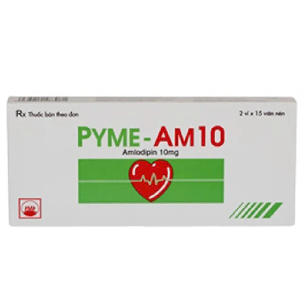 Amlodipine 10mg Pyme (H/30v) - Thuốc điều trị tăng huyết áp vô căn (2 vỉ x 15 viên) | Pymepharco