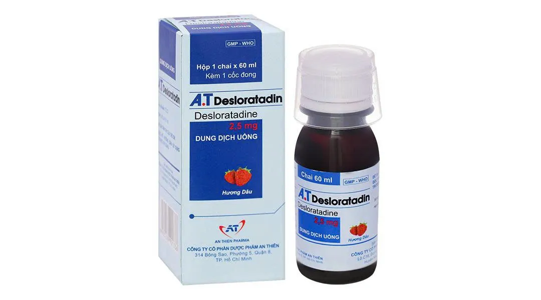 A.T Desloratadin 2,5mg (C/60ml) - Sirô chống dị ứng Desloratadine dung tích lớn 60ml cho gia đình của A.T Pharma