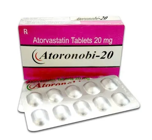 Atoronobi 20 Mepro (H/100v) - Thuốc ức chế sự sản sinh cholesterol ở gan bằng cách ức chế một enzyme tạo cholesterol có tên là HMG CoA reductase