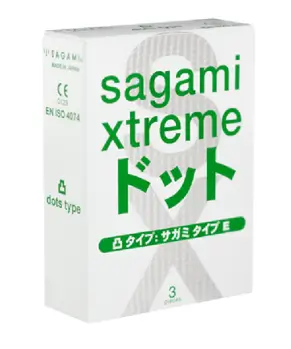 Bao cao su Sagami Whitebox (Hộp 3) - Có gân gai