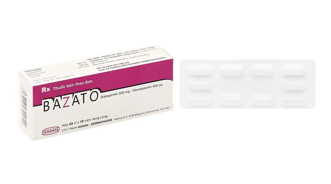 Bazato 300mg Hasan (H/30v) - Viên nang hỗ trợ điều trị đau thần kinh ngoại biên & thiếu máu B12 hiệu quả