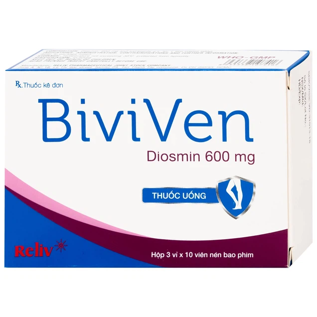 Biviven Diosmin 600mg Reliv (H/30v) – Viên nén diosmin hỗ trợ tuần hoàn tĩnh mạch