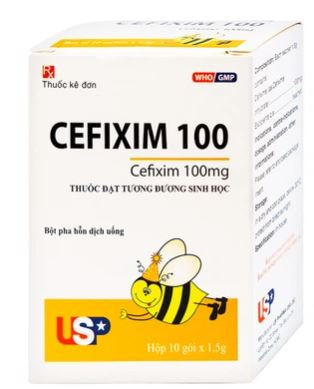 Bột pha hỗn dịch uống Cefixim 100 USP điều trị nhiễm khuẩn (10 gói x 1.5g)