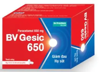 BV Gesic 650 - Hộp 10 vỉ x 10 viên viên nén bao phim - điều trị các chứng đau và sốt từ nhẹ đến vừa.