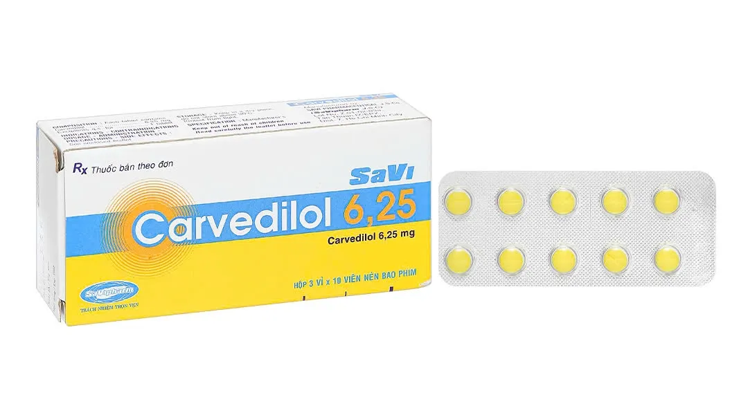 Carvedilol 6,25 mg Savi (Hộp 30 viên) – Giảm huyết áp &amp; bảo vệ tim mạch