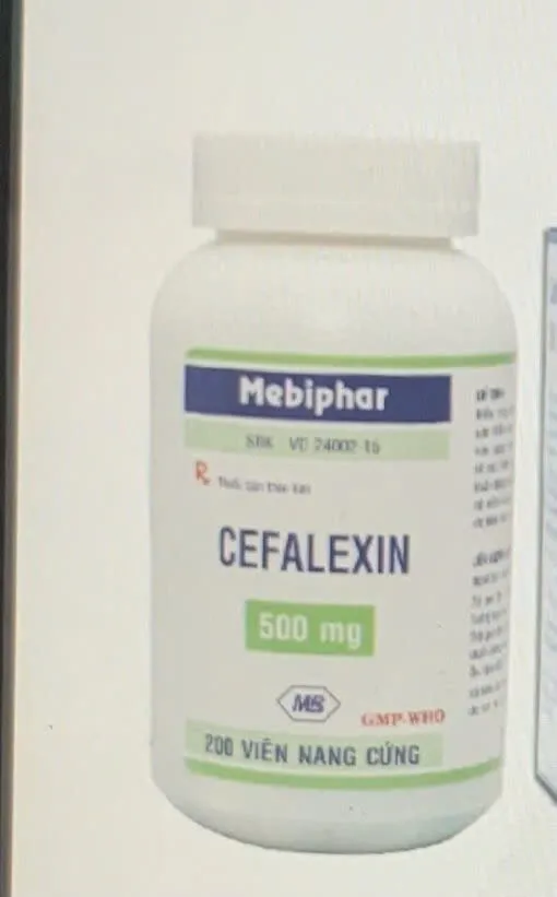Cefalexin 500mg Mebiphar (C/200v) – Điều trị nhiễm khuẩn nhẹ đến trung bình, tiện lợi với 200 viên
