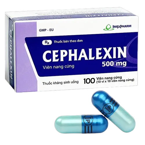 CEPHALEXIN 500 - Thuốc điều trị kí sinh trùng, chống nhiễm khuẩn (hộp 10 vỉ x 10 viên)