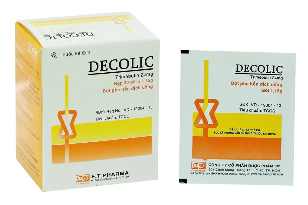 Decolic Trimebutin 24mg DP 3/2 (H/20g) – Giảm co thắt tiêu hóa, hỗ trợ IBS &amp; đau bụng hiệu quả