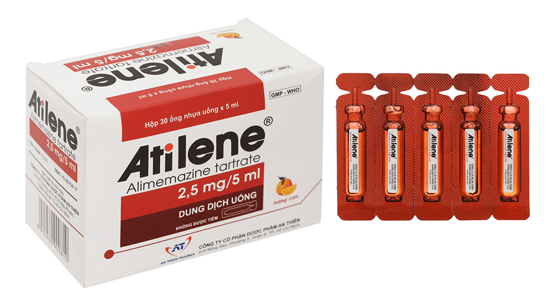 Dung dịch uống Atilene 2.5mg/5ml trị triệu chứng các biểu hiện dị ứng (30 ống x 5ml)