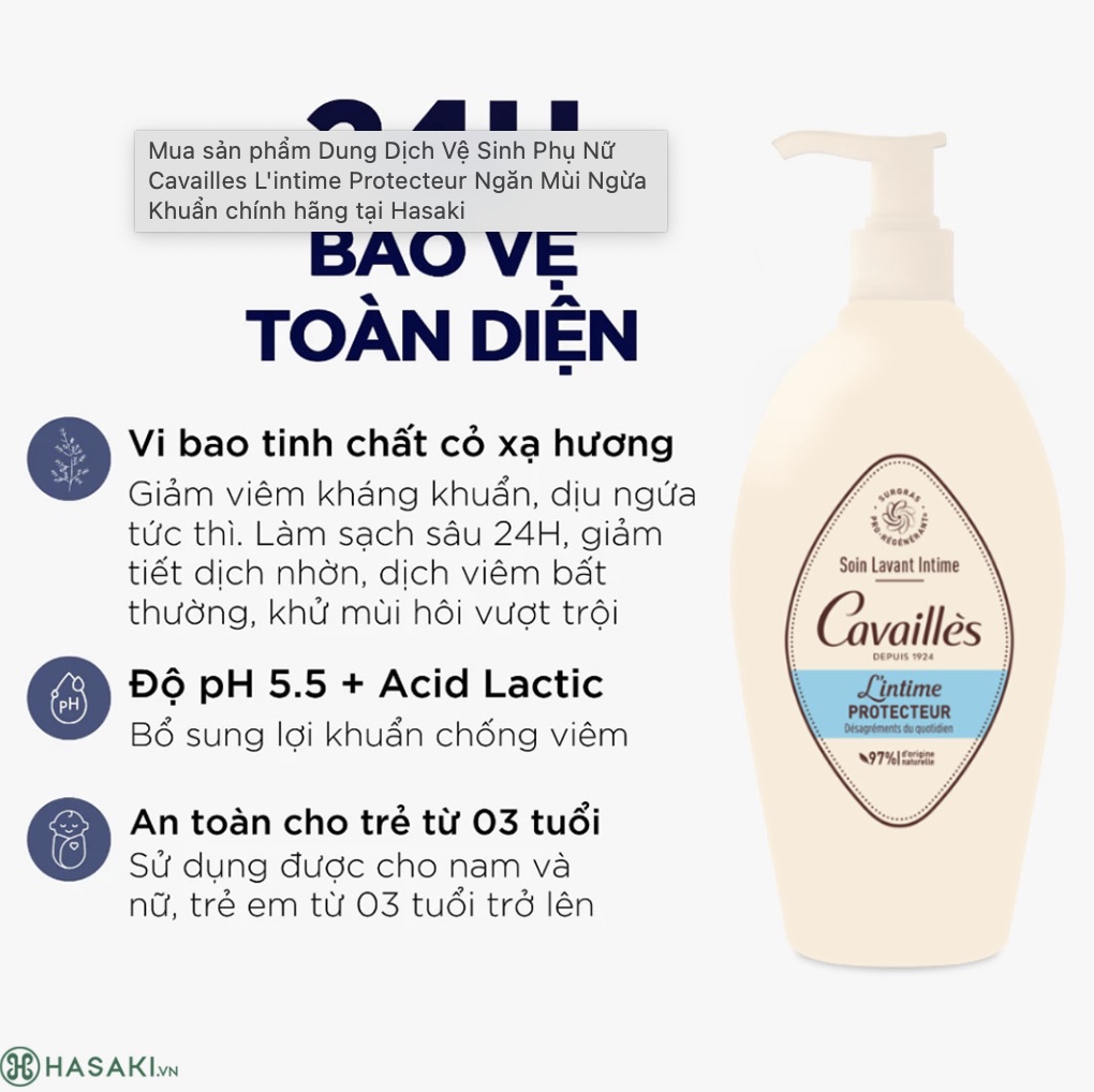Dung Dịch Vệ Sinh Phụ Nữ Cavailles L'intime Protecteur Ngăn Mùi Ngừa Khuẩn