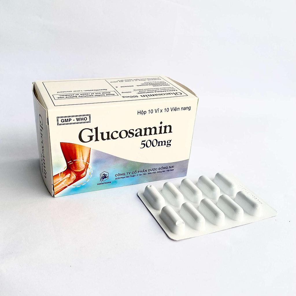 Glucosamin 500mg giảm triệu chứng của viêm khớp gối nhẹ và trung bình - Hộp 10 vỉ x 10 viên nang - DonaiPharm