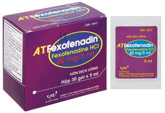 Hỗn dịch uống A.T Fexofenadin 30mg/5ml trị viêm mũi dị ứng, mày đay (30 gói x 5ml)
