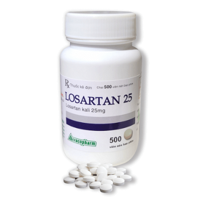 LOSARTAN 25 Vacopharm - điều trị tăng huyết áp, suy tim, bệnh thận do đái tháo đường (Chai 500 viên)