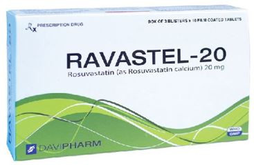 RAVASTEL 20 DAVIPHARM 3 VỈ X 10 VIÊN – THUỐC TRỊ RỐI LOẠN LIPID MÁU