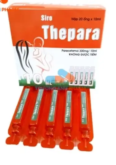 Siro Thepara 300mg/10ml Hadiphar - Hộp 20 ống giảm đau, hạ sốt