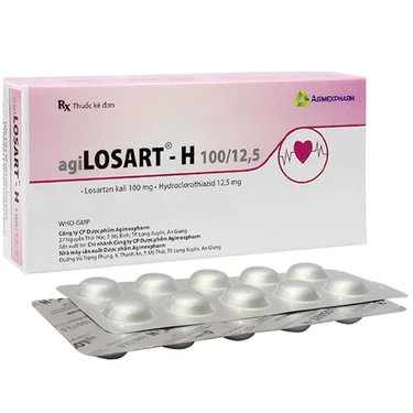 Thuốc agiLosart-H 100/12,5 Agimexpharm điều trị tăng huyết áp vô căn (3 vỉ x 10 viên)