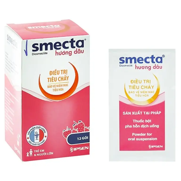 Thuốc bột pha hỗn dịch uống Smecta Ipsen hương dâu điều trị tiêu chảy (12 gói x 10g)