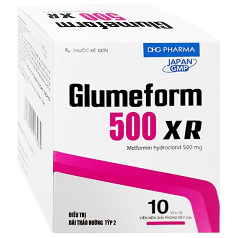 Thuốc Glumeform 500 XR 500mg DHG điều trị đái tháo đường týp 2 (10 vỉ x 10 viên)