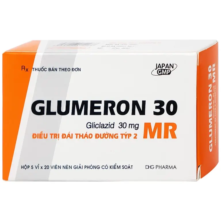 Thuốc Glumeron 30 MR DHG điều trị bệnh đái tháo đường típ 2 (5 vỉ x 20 viên)