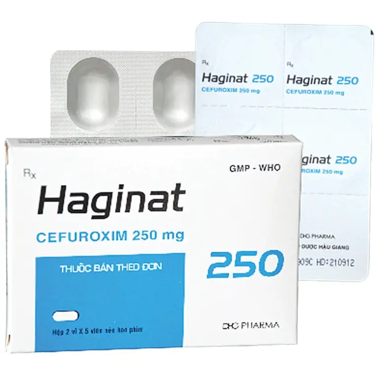 Thuốc Haginat 250 DHG điều trị nhiễm khuẩn (2 vỉ x 5 viên)