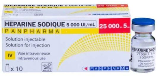 Thuốc Heparine Sodique 5000UI/ml Panpharma điều trị bệnh huyết khối tĩnh mạch sâu, tắc mạch phổi hay thuyên tắc động mạch