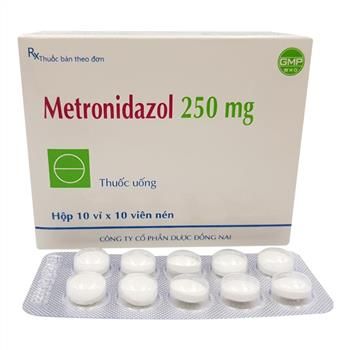 Thuốc kháng sinh Metronidazol 250mg (Donaipharm) hộp 10 vỉ x 10 viên nén