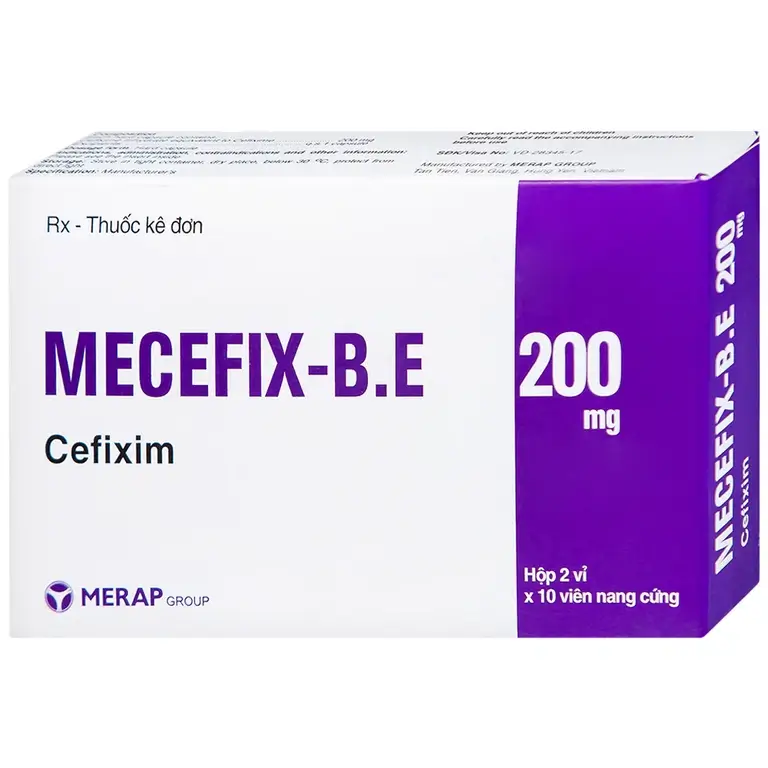 Thuốc Mecefix-B.E Merap điều trị nhiễm khuẩn đường tiết niệu, viêm tai giữa (2 vỉ x 10 viên)