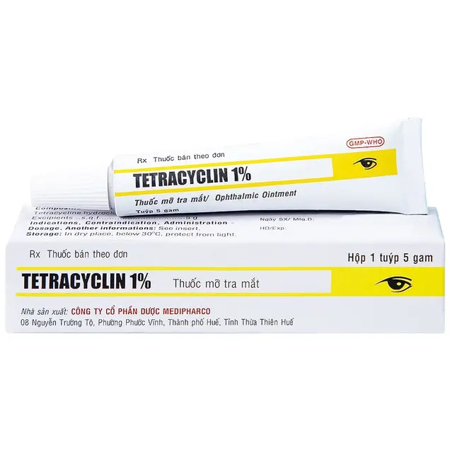 Thuốc mỡ tra mắt Tetracyclin 1% Medipharco điều trị đau mắt hột (5g)