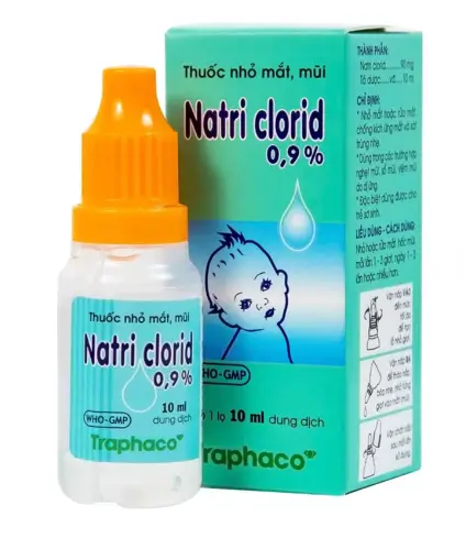 Thuốc nhỏ mắt, mũi Natri Clorid 0,9% Traphaco giảm nghẹt mũi, chảy mũi, viêm mũi dị ứng (10ml)
