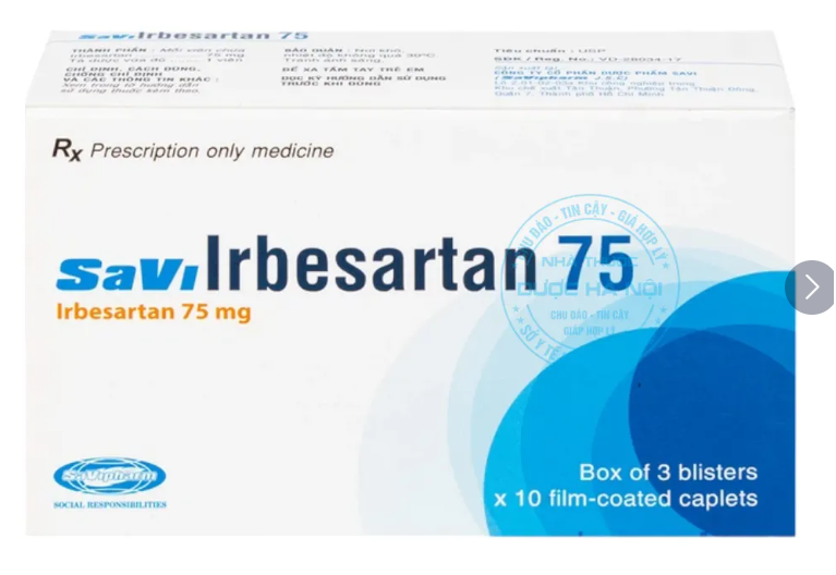 Thuốc SaVi Irbesartan 75 trị bệnh tăng huyết áp và thân do đái tháo đường