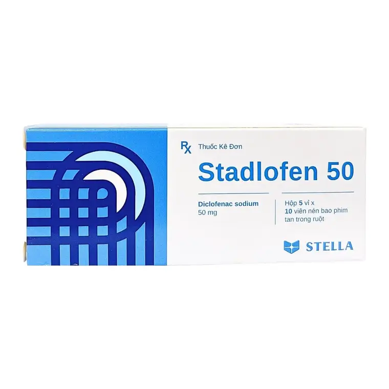 Thuốc Stadlofen Stella 50mg giảm đau và viêm khớp, rối loạn cơ xương cấp tính (5 vỉ x 10 viên)