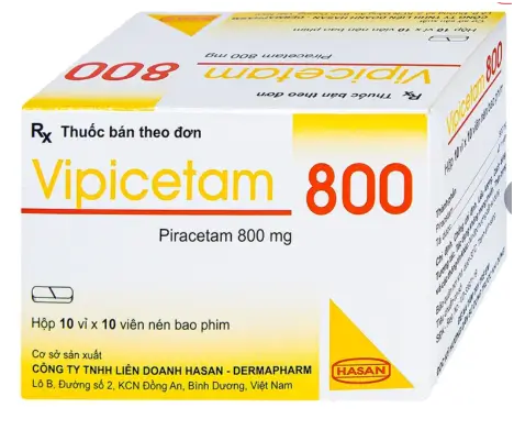 Thuốc Vipicetam 800 Hassan điều trị các triệu chứng chóng mặt, đột quỵ (10 vỉ x 10 viên)