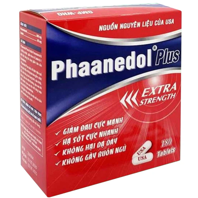 Viên nén Phaanedol Plus Extra Strengh Usa - Nic Pharma giảm các chứng đau từ nhẹ đến vừa, hạ sốt (180 viên)