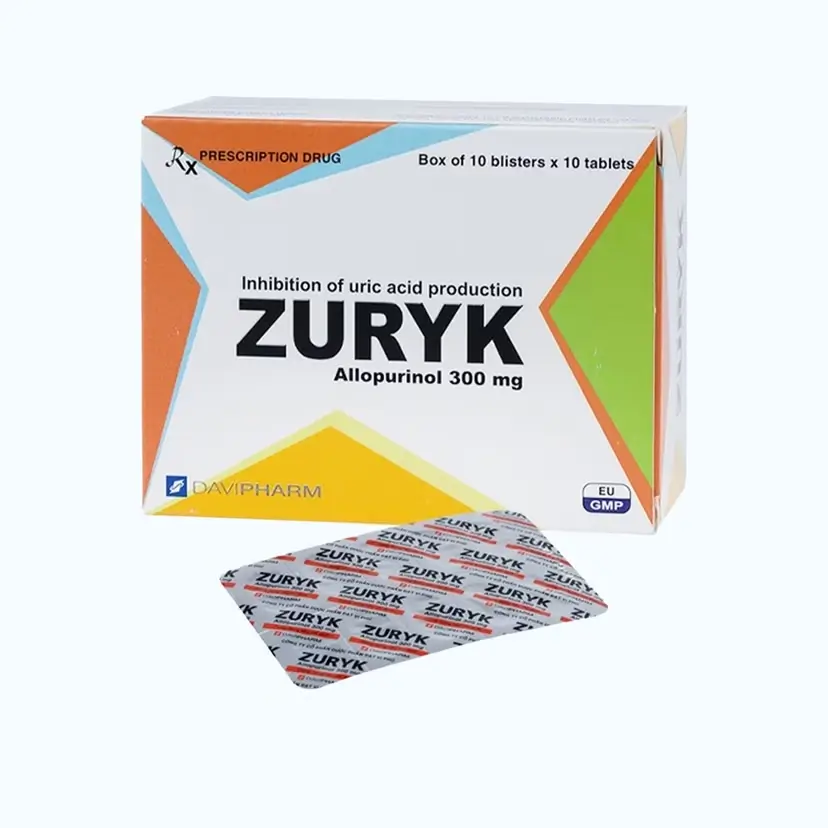 Viên nén Zuryk 300mg điều trị bệnh gút (10 vỉ x 10 viên)
