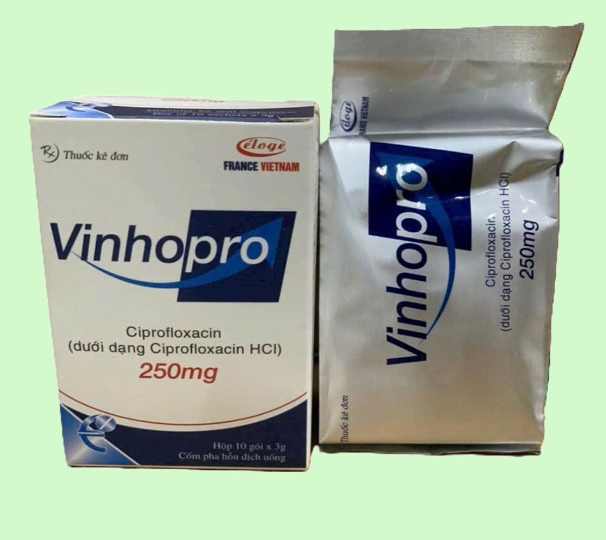 Vinhopro 250mg - Ciprofloxacin 250mg Éloge France Việt Nam (Hộp 10 gói x 3g)
